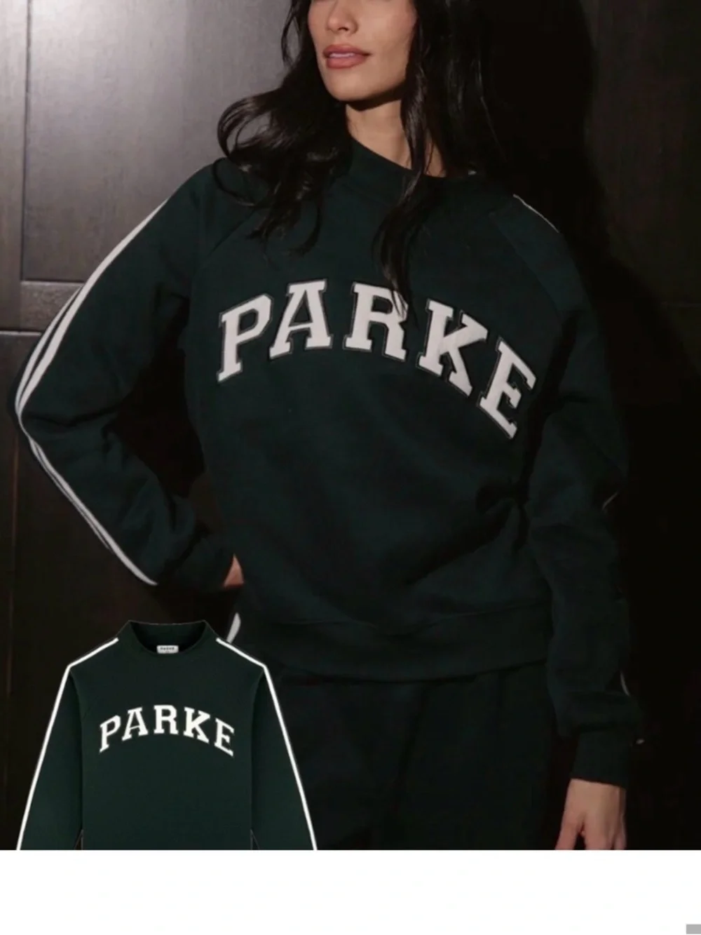 Parke green sweatshirt with White Lettering - Picture 3 of 3